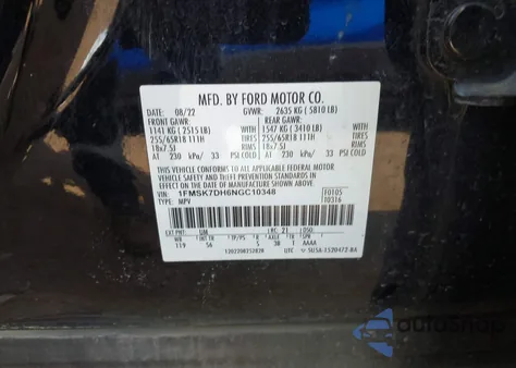 2022 Ford Explorer Xlt z USA, uszkodzony, nr VIN 1FMSK7DH6NGC10348